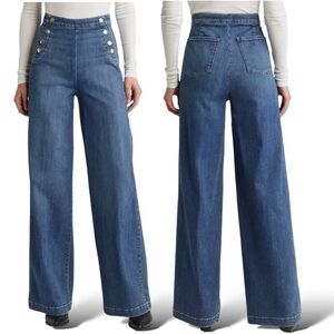 NWT FRAME Sailor Snap High Waist Wide Leg Jeans Size 23